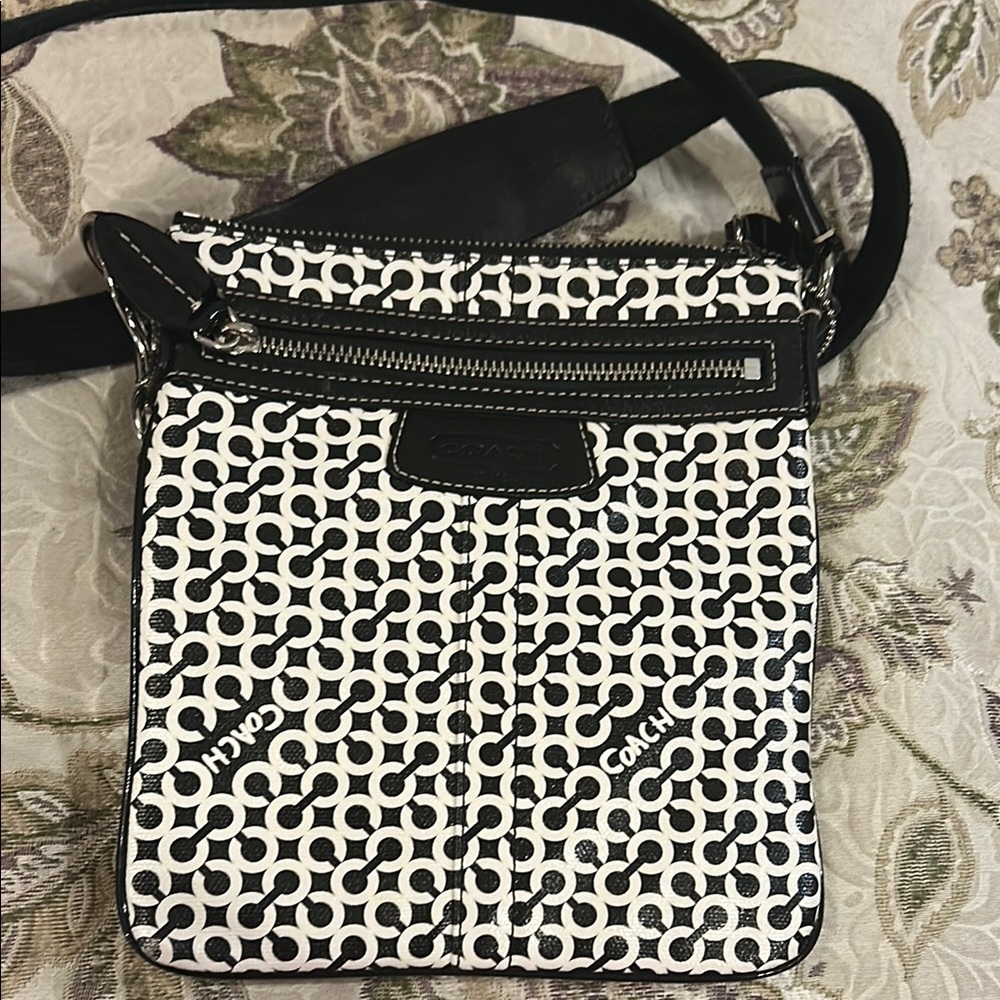 Coach Black and White Geometric Crossbody Bag